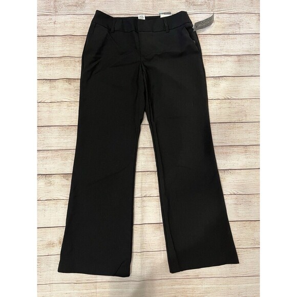 NWT Covington Pants Women's Straight Leg Black Hook & Eye Trouser Leg 6P - Picture 1 of 9
